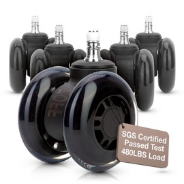 ZOFF Double Rollerblade Office Chair Wheels - 3 inch - Replacement Rubber Chair Casters - Smooth & Quiet Rolling - Easy Installation - Safe for Hardwood Floors & Carpet - Universal Fit - Set of 5