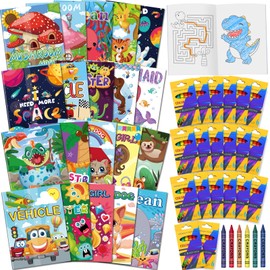 Elfew 40 Pack Coloring Books for Kids Ages 2-4 Party Favors, 20 Set Crayons and 20 Coloring Books for Toddlers, Bulk Coloring Books for Kids, Kids Drawing Activity Book, Back to School Supplies