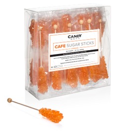Candy Envy - 36 ct Orange Cafe Sugar Sticks Rock Candy - Individually Wrapped - Orange Flavored