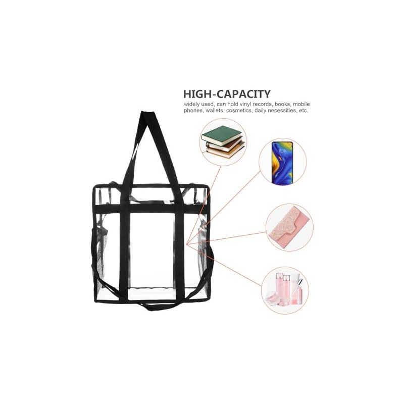 ifundom Bolso de Hombro Transparente Negro de Pvc y Multifuncional