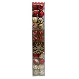 Shatter Resistant Ornaments, Red & Gold, 52-piece Set