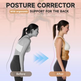 Vervex - Posture Corrector for Men and Women,Back Brace,Breathable, Adjustable, Back Corrector, Scoliosis and Hunchback Correction, Back Pain, Spine Corrector, Posture Trainer(Beige, S)