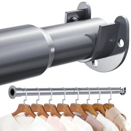 Mavivegue Closet Rod, 17 to 43 Inch Adjustable Closet Rods for Hanging Clothes, Silver Hanging Rod for Closet Wardrobes Laundry RV, Bathroom