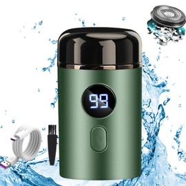 Newest Unisex Mini Portable Electric Shaver, 2025 Upgrade Men's Portable Mini Electrict Shaver, USB Rechargeable Waterproof Electric Razor Beard Trimmer for Car, Travel (Green)