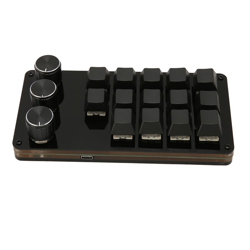 Mini Custom Keypad 14 Keys 3 Knobs Programmable Blue Switch