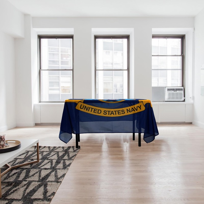 MSFHHA Navy Army Flag Tablecloth - Fade-Resistant, Washable, 59 Inches