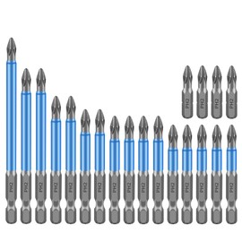 BAYTORY 20-Piece Phillips Magnetic Screwdriver Bits, 1/4 inch Hex Shank S2 Alloy Steel Anti-Slip Cross Long Drill Bit Set Screw Head 25-150mm, PH2