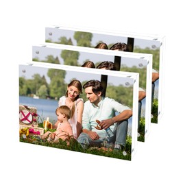 Cherrich Acrylic Picture Frame 3x5, Double Sided Photo Frames for Refrigerator with Magnetic Corners, Transparent Acrylic Frame for Desk or Tabletop Display Family,Wedding, Baby Pictures(3 Pack)