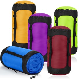 GliCraft 5 Pcs Compression Sacks for Backpacking 20l Camping Sleeping Bag Stuff Sacks for Backpacking Water Resistant Sleeping Bag Storage Sack for Space Saving Hiking Gear(Sports Colors)