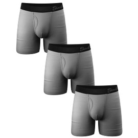 Shinesty Hammock Support Pouch Underwear | Underwear Men Boxer Briefs with Fly | US Medium 3 Pack Grey