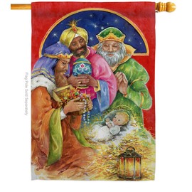 Three Kings Gifts Winter Nativity Flag For Outside House Breeze Decor Banner Wall Lawn Door Room Outdoor Poster Home Indoor Christmas Tapestry Grave Cemetery Yard Sign Religious Christian Gifts Made In USA