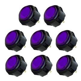 Qanba Gravity KS Akakon Buttons, Silent Buttons, Heavy Duty, Compatible with Kumba Gravity KS Leverless Button Replacements (8-Clear Black Frame Purple (Cr Black+pur), D Project (30mm x 8pcs) Boxed
