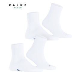 FALKE Unisex Run Socks Quick-Drying Breathable Sustainable Cotton Lightweight Padding Casual Socks Reinforced Sporty Everyday for Sneakers with Plush Sole Multipack 2 Pairs, White 2000