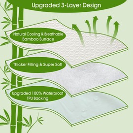 IMBLOO Waterproof Pillow Protector with Zipper, Rayon derived from Bamboo Pillow Covers, King Pillow Protector, Cooling Pillow Case Cover, Breathable, Soft and Washable, Set of 2