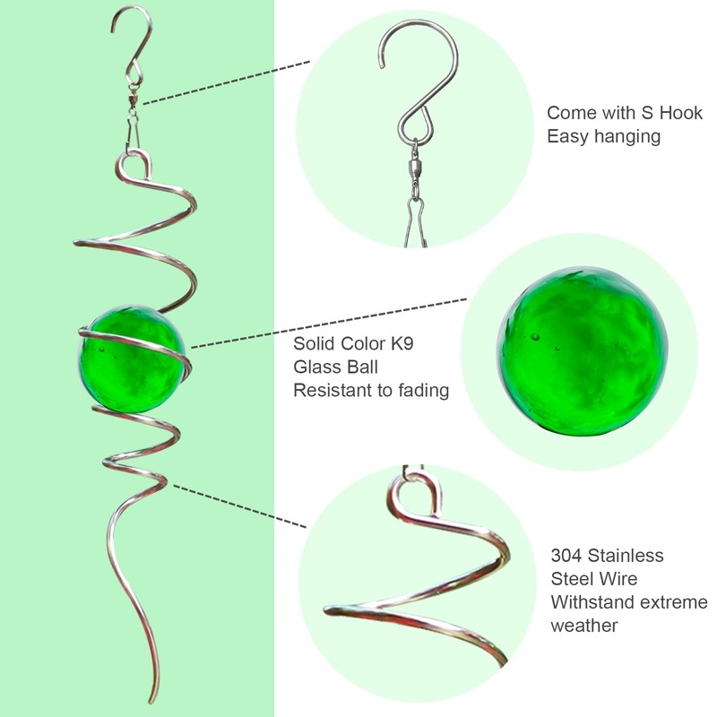 Goollyrusim Wind Spinner Tail, Wind Spinners Stabilizer with Green Glass