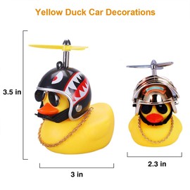 wonuu Duck Car Dashboard Decorations 3pack Rubber Duck for Car Car Accessories Rubber Duck with Thruster Helmet Sunglasses, and Gold Chain Cool Ornaments