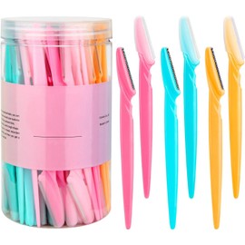 Triko Juego de 66 Perfiladores para Afeitar para Cejas y Rostro, Kit de Depilación Facial, Navaja de Cejas Segura para Principiantes con Cubierta, Herramienta de Dermaplaning, Eyebrow