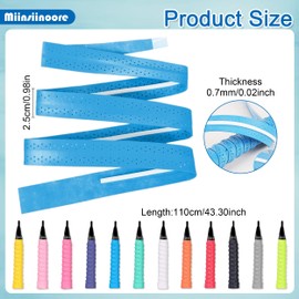 12 Pcs Tennis Racket Grip Tapes, 12 Colors Sweat Tennis Badminton Racket Grip Tape, Replacement Racket Grip Tape Handle Grip Tapes for Tennis Badminton Pingpong Fishing Rod