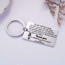 Ralukiia Step Dad Keychain, Bonus Dad Keyring, Fathers Day Key Chain from Step Kids, Extra Father Gift, Stepdad Gifts from Son Daughter, Birthday Christmas Jewelry for Stepfather