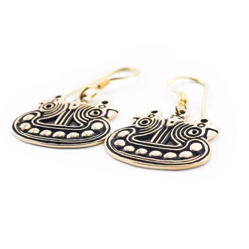 WINDALF Viking Earrings Odins Raven 1.7 cm Nordic Earrings Bronze,