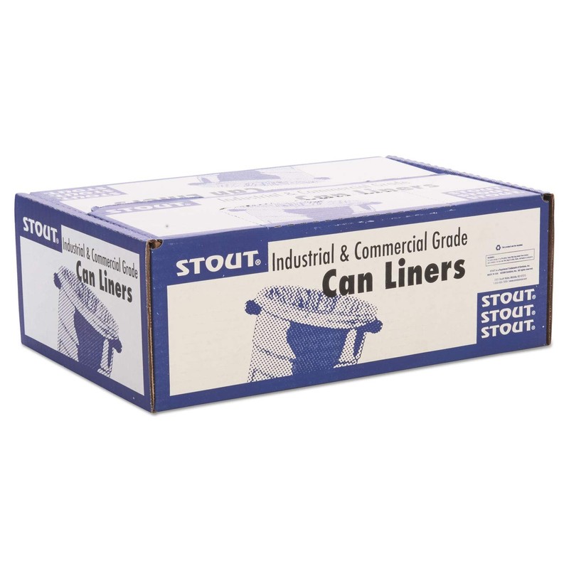 Stout T3658B15 100% Recycled Plastic Garbage Bags 60gal 1.5mil 36