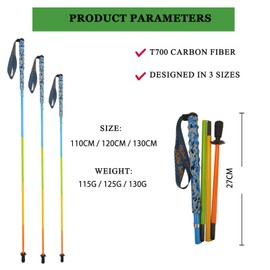 OKHEALING Ultralight Carbon Fiber Trekking Poles, Foldable, Set of 2, Hiking Poles with Moisture Wicking Handles, Hiking Poles with Storage Bag (120cm)