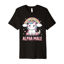 Kawaii Unicorn Male Alpha - Funny Cute Ironic Design Premium T-Shirt