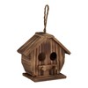 Relaxdays Decorative Bird House, Burnt Wood, Hanging Bird House for