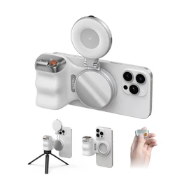 TELESIN Magnetic Smartphone Grip, Selfie Grip, One-Handed Operation, Selfie Light, Ring Light, Shooting Light, Magsafe, Smartphone Light, LED Light