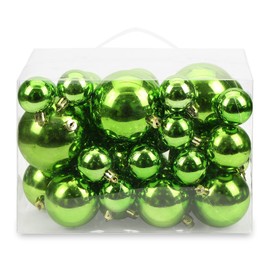 AMS 40ct Christmas Ball Plated Ornaments Tree Collection for Wedding,Thanksgiving,Party (40ct Brilliance, Green)