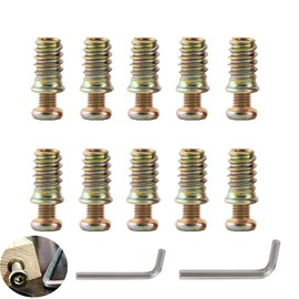 UtySty 10 Set M10 Threaded Inserts Nut with M8 Screw in Bolt Fastener Connector Hex Socket Drive Mount Plug for Wood Furniture Connecting Objects to Wood Dresser Desk Table Legs Posts