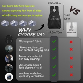Beard Bib Beard Apron, Beard Catcher for Men Shaving & Trimming, Waterproof Beard Bib Hair Catcher for Sink, Non-Stick Beard Cape with 4 Suction Cups, Grooming Accessories & Gifts for Men Dad Husband