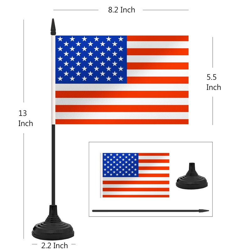 12 Pack USA Desk Flag Set, American Table Office Flag,