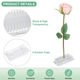 M METERXITY 2-Pack Plastic Flower Frog 2.76" x 1.18" Rectangular Flower Pins Flower Frog Holder W Suction Cups Floral Frog for Arrangements Vase/Plant Decoration/Home Decor [1.2cm Pins]