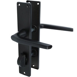 MS Beschläge - Long Plate Set - Door Handle Black - Door Handle - Door Fittings Door Handle for Interior Doors - Sign Set - Door Handle Set Room Door (WC DIN Standard)