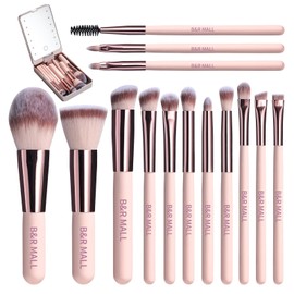 B&R MALL Makeup Brush Set with LED Mirror- Foundation, Concealer, Eyeshadow & More - Soft on Your Skin, Lightweight & Perfect for Touch-Ups and On-the-Go Makeup (Champagne Gold)