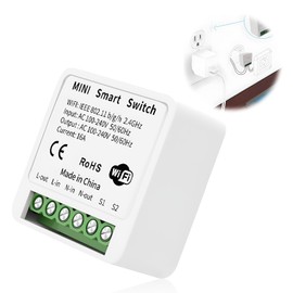 Smart WiFi Lichtschalter – Smart Lichtschalter Alexa & Tuya kompatibel, Fernsteuerbar via App, 2-Wege-Funktion, Kompakt (4,1x4,1x2 cm, 16A, 100–240V)