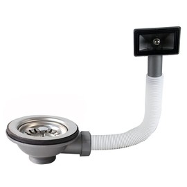 Kitchen Sink Collection, 114mm Kitchen Stainless Steel Sink Drain Strainer Waste Plug with Square Overflow (Square)