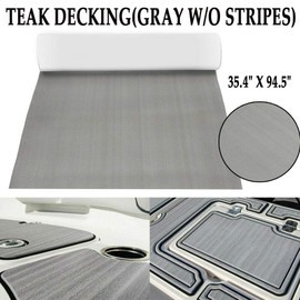 DIFU EVA Foam Floor Mat - Teak Floor Slip-Proof Water-Proof Self-Adhesive Decking Flooring Carpet Sheet Pad for RV Yacht Boat Ship 94.5''x35.4 x0.24'' (Gray Without Stripes)