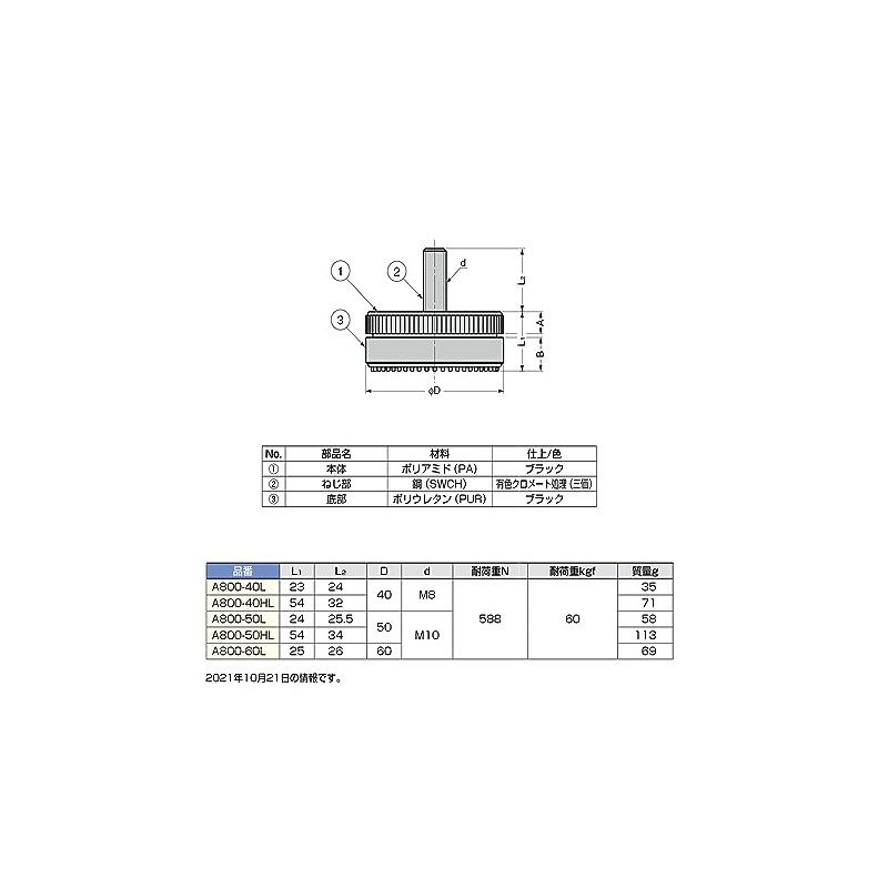 Sugatsune Industry (200140532) A800-40L Adjuster A80040L