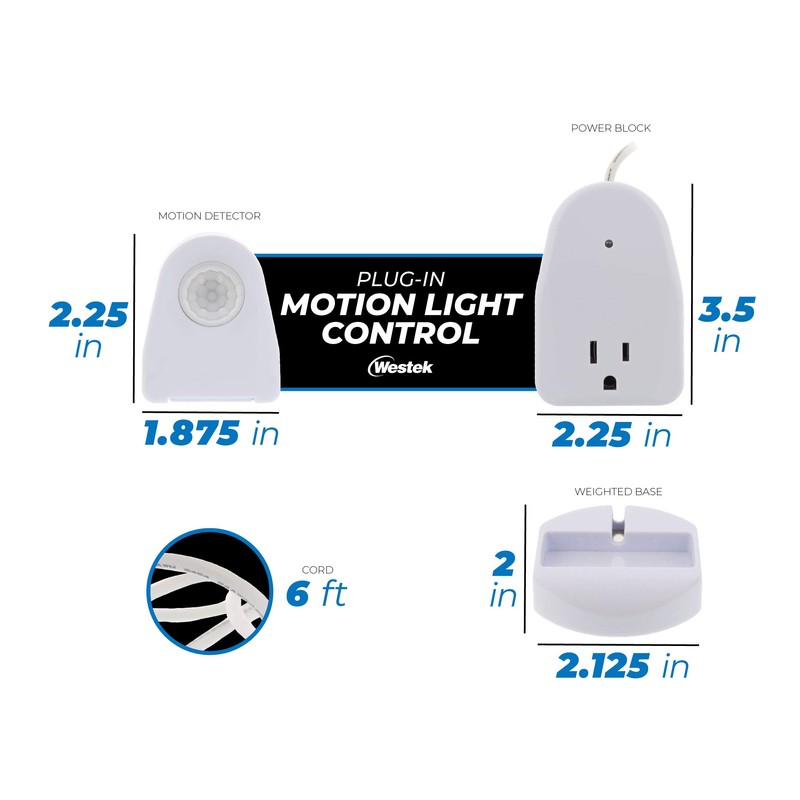 Westek Plug In Motion Sensor Outlet Light Control, 2 Pack