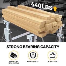 Auto Dynasty 2 Pack Saw Stand Sawhorse with Adjustable 7-Level Quick-Build Foldable Heavy Duty Miter Saw Horse Stand Max Capacity 440lbs, Black/Chrome