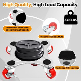 3300 lbs Load Capacity-Furniture Dolly, Carbon Steel Panel Furniture Movers with 5 Wheels, Locking 360° Swivel Rubber Casters, Furniture Lifter, Heavy Duty Furniture Sliders, Easily Move Furniture