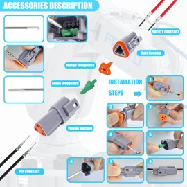 282PCS 6 Set Deutsch DT Connector Kit, 2 3 4 6 Pin Gray Waterproof Electrical Connector with Stamped Contact and Seal Plug for Truck, Boat, Off-Road Vehicles, Agriculture, Marine, Motorcycle Wiring.
