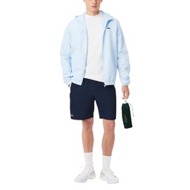 Lacoste Men's Sport Lightweight Color Block Stripe Tennis Shorts, Navy Blue/Gipsy Blue/White, X-Large