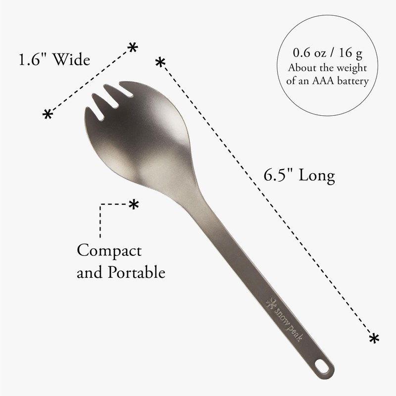 Snow Peak SCT-004 Titanium Spork, Lightweight, Compact for Camping/Backpacking, Eco-Friendly,