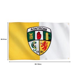 Runesol Antrim Flag, 91x152cm, 3ft x 5ft, 4 Grommets, Eyelet In Every Corner, British Regional Flag, Premium Flags, Inside, Outside, Banner, Vivid Colours