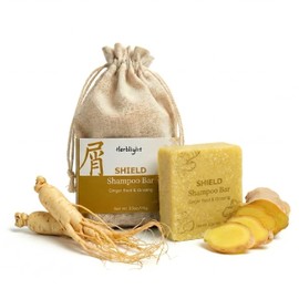 herblight Ginger & Ginseng Shield Shampoo Bar for Hair Strength -Volumizing Root Stimulator & Scalp Care - Natural Anti-Breakage Solid Shampoo for Weak, Fine Hair (90g, 3.17 oz) (Ginger & Ginseng)