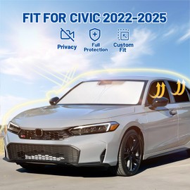 Car Window Shades for Honda Civic 2022-2025 Accessories(NOT for Hatchback) - Full Set 8PCS Side Window Sunshades with Memory Frame & Blackout Fabric, Privacy UV Shield for Camping/Travel