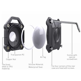 Shukbeta Airtag case, IP68 Waterproof Airtag Keychain Holder Case, Screw Closed, Anti-Scratch, Fully Enclosed Airtag Holder for Dog Collar, Luggage, Keys, 360° Full Protection(purple)